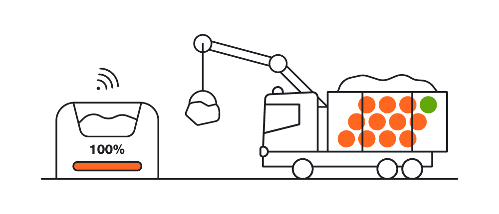 A specially truck equipped with a robot crane will be sent to empty the container.